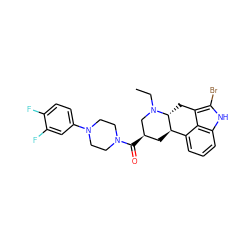 CCN1C[C@H](C(=O)N2CCN(c3ccc(F)c(F)c3)CC2)C[C@@H]2c3cccc4[nH]c(Br)c(c34)C[C@H]21 ZINC000029038690