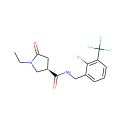 CCN1C[C@H](C(=O)NCc2cccc(C(F)(F)F)c2Cl)CC1=O ZINC000095565341