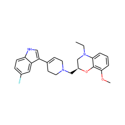 CCN1C[C@H](CN2CC=C(c3c[nH]c4ccc(F)cc34)CC2)Oc2c(OC)cccc21 ZINC000013916883