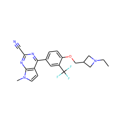 CCN1CC(COc2ccc(-c3nc(C#N)nc4c3ccn4C)cc2C(F)(F)F)C1 ZINC001772589221