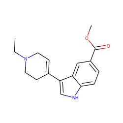 CCN1CC=C(c2c[nH]c3ccc(C(=O)OC)cc23)CC1 ZINC000027329537