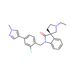 CCN1CC[C@]2(C1)C(=O)N(Cc1ccc(-c3cnn(C)c3)cc1F)c1ccccc12 ZINC000095587743