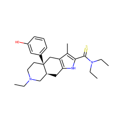 CCN1CC[C@]2(c3cccc(O)c3)Cc3c([nH]c(C(=S)N(CC)CC)c3C)C[C@H]2C1 ZINC000026746435