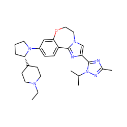 CCN1CCC([C@@H]2CCCN2c2ccc3c(c2)OCCn2cc(-c4nc(C)nn4C(C)C)nc2-3)CC1 ZINC000204417172