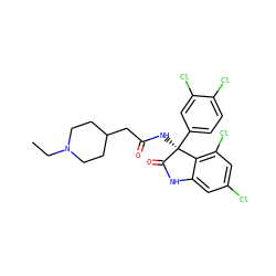 CCN1CCC(CC(=O)N[C@@]2(c3ccc(Cl)c(Cl)c3)C(=O)Nc3cc(Cl)cc(Cl)c32)CC1 ZINC000095556385