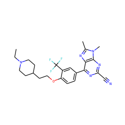 CCN1CCC(CCOc2ccc(-c3nc(C#N)nc4c3nc(C)n4C)cc2C(F)(F)F)CC1 ZINC001772631204