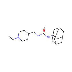 CCN1CCC(CNC(=O)NC23CC4CC(CC(C4)C2)C3)CC1 ZINC000036330616