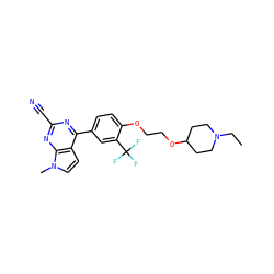 CCN1CCC(OCCOc2ccc(-c3nc(C#N)nc4c3ccn4C)cc2C(F)(F)F)CC1 ZINC001772571471