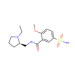 CCN1CCC[C@@H]1CNC(=O)c1cc(S(N)(=O)=O)ccc1OC ZINC000000020229