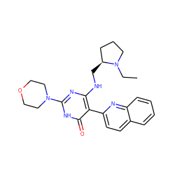 CCN1CCC[C@@H]1CNc1nc(N2CCOCC2)[nH]c(=O)c1-c1ccc2ccccc2n1 ZINC000221555072