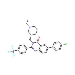 CCN1CCC[C@H](Cn2c(-c3ccc(C(F)(F)F)cc3)nc3ccc(-c4ccc(Cl)cc4)cc3c2=O)C1 ZINC000028713635