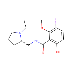 CCN1CCC[C@H]1CNC(=O)c1c(O)ccc(I)c1OC ZINC000012356025