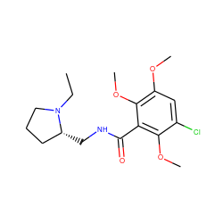 CCN1CCC[C@H]1CNC(=O)c1c(OC)c(Cl)cc(OC)c1OC ZINC000034343052