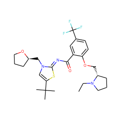 CCN1CCC[C@H]1COc1ccc(C(F)(F)F)cc1C(=O)/N=c1\sc(C(C)(C)C)cn1C[C@H]1CCCO1 ZINC000141390130