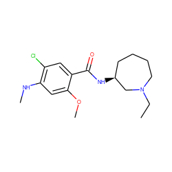 CCN1CCCC[C@H](NC(=O)c2cc(Cl)c(NC)cc2OC)C1 ZINC000013910754