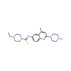 CCN1CCN(/C(S)=N/c2ccc3nc(N4CCN(C)CC4)cc(C)c3c2)CC1 ZINC000008682873