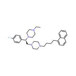 CCN1CCN([C@@H](CN2CCN(CCCCc3cccc4ccccc34)CC2)c2ccc(F)cc2)CC1 ZINC000028646147