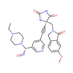 CCN1CCN([C@@H](N=O)c2cncc(C#C[C@]3(CN4Cc5ccc(OC)cc5C4=O)NC(=O)NC3=O)c2)CC1 ZINC000169694525