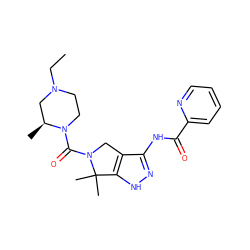 CCN1CCN(C(=O)N2Cc3c(NC(=O)c4ccccn4)n[nH]c3C2(C)C)[C@@H](C)C1 ZINC000149163883