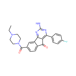 CCN1CCN(C(=O)c2ccc3c(c2)-c2nc(N)nc(-c4ccc(F)cc4)c2C3=O)CC1 ZINC000049114667