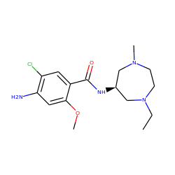 CCN1CCN(C)C[C@H](NC(=O)c2cc(Cl)c(N)cc2OC)C1 ZINC000036093088