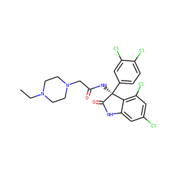 CCN1CCN(CC(=O)N[C@@]2(c3ccc(Cl)c(Cl)c3)C(=O)Nc3cc(Cl)cc(Cl)c32)CC1 ZINC000095552767