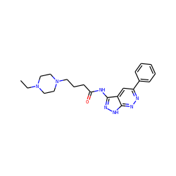 CCN1CCN(CCCC(=O)Nc2n[nH]c3nnc(-c4ccccc4)cc23)CC1 ZINC000022927672