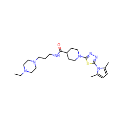 CCN1CCN(CCCNC(=O)C2CCN(c3nnc(-n4c(C)ccc4C)s3)CC2)CC1 ZINC000020414948