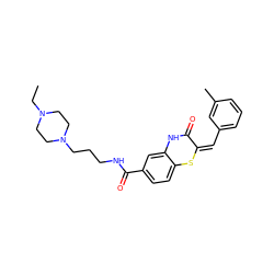 CCN1CCN(CCCNC(=O)c2ccc3c(c2)NC(=O)/C(=C\c2cccc(C)c2)S3)CC1 ZINC000022938932