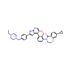 CCN1CCN(Cc2ccc(-c3cc4c(-c5cccc(N6CCOc7cc(C8CC8)ccc7C6=O)c5CO)ccnc4[nH]3)cc2)CC1 ZINC000205669469