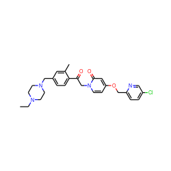 CCN1CCN(Cc2ccc(C(=O)Cn3ccc(OCc4ccc(Cl)cn4)cc3=O)c(C)c2)CC1 ZINC000169711358