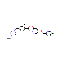 CCN1CCN(Cc2ccc(C(=O)Cn3ncc(OCc4ccc(Cl)cn4)cc3=O)c(C)c2)CC1 ZINC000169711453