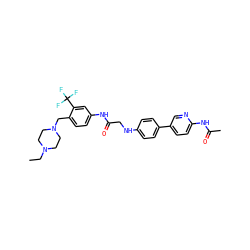 CCN1CCN(Cc2ccc(NC(=O)CNc3ccc(-c4ccc(NC(C)=O)nc4)cc3)cc2C(F)(F)F)CC1 ZINC000146543106