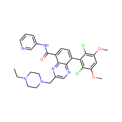 CCN1CCN(Cc2cnc3c(-c4c(Cl)c(OC)cc(OC)c4Cl)ccc(C(=O)Nc4cccnc4)c3n2)CC1 ZINC000096173406