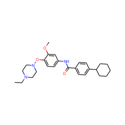 CCN1CCN(Oc2ccc(NC(=O)c3ccc(C4CCCCC4)cc3)cc2OC)CC1 ZINC000040567158