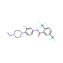 CCN1CCN(c2ccc(NC(=O)c3cc(C(F)(F)F)ccc3C(F)(F)F)cc2Cl)CC1 ZINC000049112375