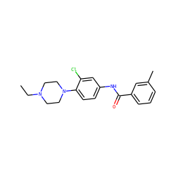 CCN1CCN(c2ccc(NC(=O)c3cccc(C)c3)cc2Cl)CC1 ZINC000005425801