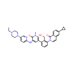 CCN1CCN(c2ccc(Nc3cc(-c4cccc(-n5ccc6cc(C7CC7)ccc6c5=O)c4CO)cn(C)c3=O)nc2)CC1 ZINC000299841296