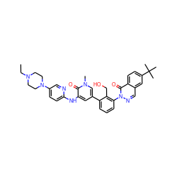 CCN1CCN(c2ccc(Nc3cc(-c4cccc(-n5ncc6cc(C(C)(C)C)ccc6c5=O)c4CO)cn(C)c3=O)nc2)CC1 ZINC000114434175