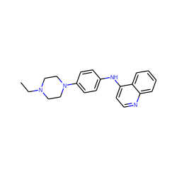 CCN1CCN(c2ccc(Nc3ccnc4ccccc34)cc2)CC1 ZINC000000034183