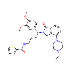 CCN1CCN(c2cccc3c2CN([C@H](CCCNC(=O)c2cccs2)c2ccc(OC)c(OC)c2)C3=O)CC1 ZINC000049694577