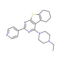 CCN1CCN(c2nc(-c3ccncc3)nc3sc4c(c23)CCCC4)CC1 ZINC000223691167