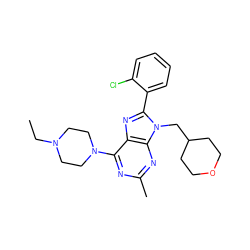 CCN1CCN(c2nc(C)nc3c2nc(-c2ccccc2Cl)n3CC2CCOCC2)CC1 ZINC000103243467