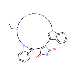 CCN1CCOCCOCCn2cc(c3ccccc32)C2=C(C(=O)NC2=O)c2cn(c3ccccc23)CC1 ZINC000013538513