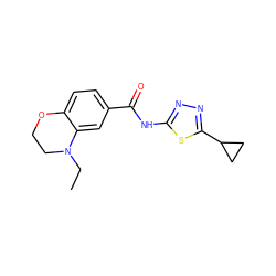 CCN1CCOc2ccc(C(=O)Nc3nnc(C4CC4)s3)cc21 ZINC000653851628