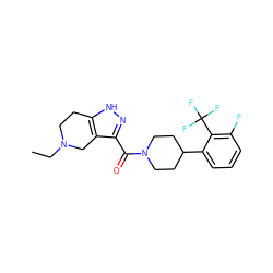 CCN1CCc2[nH]nc(C(=O)N3CCC(c4cccc(F)c4C(F)(F)F)CC3)c2C1 ZINC001772610010