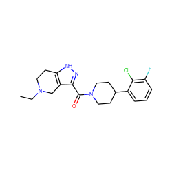 CCN1CCc2[nH]nc(C(=O)N3CCC(c4cccc(F)c4Cl)CC3)c2C1 ZINC001772581727