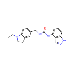 CCN1CCc2cc(CNC(=O)Nc3cccc4[nH]ncc34)ccc21 ZINC000014973574