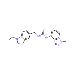 CCN1CCc2cc(CNC(=O)Nc3cccc4c3cnn4C)ccc21 ZINC000014973578