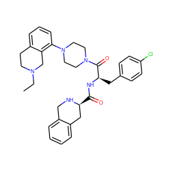 CCN1CCc2cccc(N3CCN(C(=O)[C@@H](Cc4ccc(Cl)cc4)NC(=O)[C@H]4Cc5ccccc5CN4)CC3)c2C1 ZINC000028528954